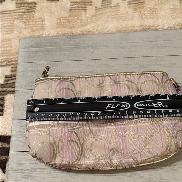 Coach Metallic Gold ,tan,and pink wristlet - Picture 7 of 9